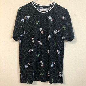Fresh Prints of Bel-Air Santa Print Christmas Shirt 
Holiday Black White Ringer